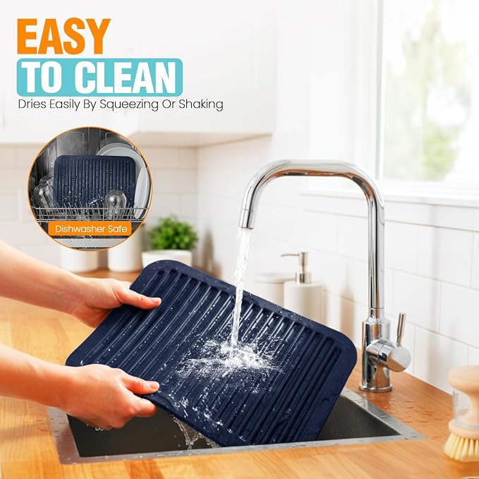 Silicone Trivets for Hot Pots and Pans - 2 Heat Resistant Pot Holders Silicone Trivet Mat Multipurpose Counter Pads (Navy Blue)