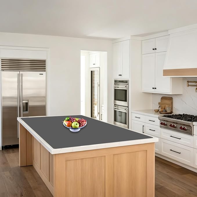 48''x32''(120cmx80cm) Silicone Kitchen Counter Mat, Extra Large Heat Resistant Non-Slip Countertop Protector, Waterproof Multipurpose Mat for Kitchen Island, Dark Gray