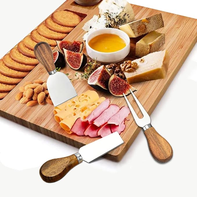 Cheese Knife Set 14 Piece, Stainless Steel Cheese Knives, Charcuterie Boards Accessories, Butter Spreader Knife, Charcuterie Utensils with Wine Accessories and Gift Box