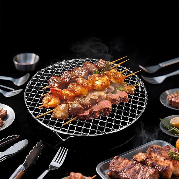 Round BBQ Grill Rack Cooling Rack 304 Stainless Steel Heavy Duty Wire Racks with Feet for Baking Cooking Grilling Fits Air Fryer Pressure Cooker Stockpot Round Cake Pan (14.8 Inch)