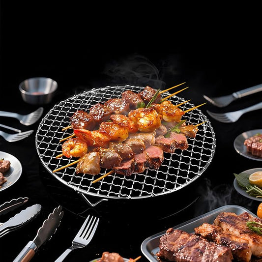 Round BBQ Grill Rack Cooling Rack 304 Stainless Steel Heavy Duty Wire Racks with Feet for Baking Cooking Grilling Fits Air Fryer Pressure Cooker Stockpot Round Cake Pan (14.8 Inch)