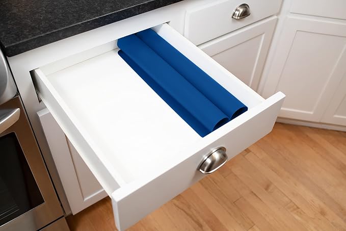 GASARÉ, Set of 2, Extra Large, Thick, Silicone Mats for Kitchen Counter, Heat Resistant Mats, Countertop Protector, Non-Slip, Easy to Clean, 25 x 17 Inches x 1.4mm, Blue