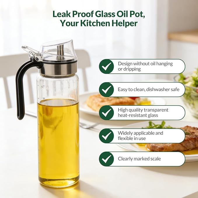 hotder Oil Bottles, Olive Oil Dispenser, Oil Dispenser Bottles, Oil Dispenser, Oil Dispenser Bottle for Kitchen, Glass Oil Bottle 500ml, Easy Refill & Cleaning Non-Drip Spout(500ml 2pcs)