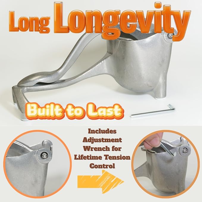 Heavy Duty Manual Juicer Hand Press, Whole Fruit Citrus Lemon Squeezer, Aluminum Fruit Press for Orange Lime Pomegranate, No Pre-Cutting for Home Commercial Bar Use