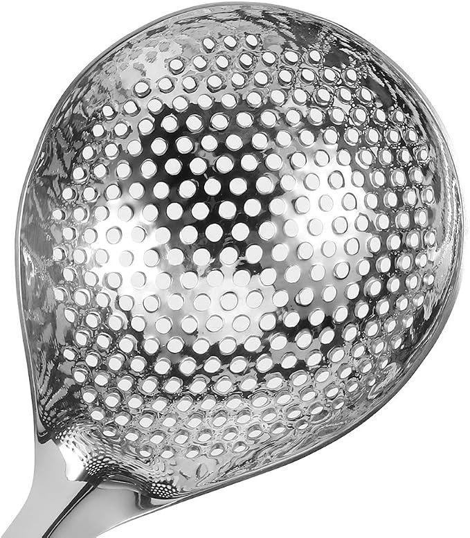 Stainless Steel Skimmer, Skimmer Slotted Spoon, Slotted Spoons, kitchen spoons for cooking, Strainer Ladle with Long Handle For Draining & Frying