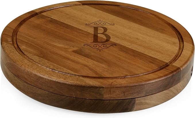 Toscana Monogram Initials B Personalized Acacia Circo Cheese Cutting Board & Tools Set