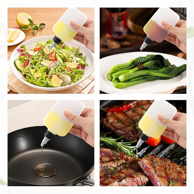 Small Oil Dispenser 2Pcs – 4oz Twist-Top Squeeze Bottles for Condiments, Camping