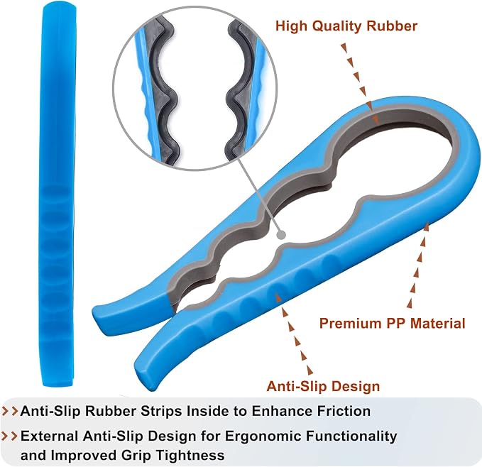 Bloss Jar Opener Bottle Opener for Seniors, Weak Hands and Arthritis, Blue | Anti-Slip Rubber Strip Inside,Eight Sizes of Circular Openings,Cap and Bottle Great Kitchen Gadgets,Useful Gifts for Elderly