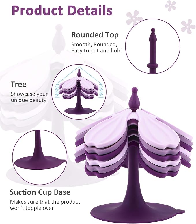 Silicone Trivet Mat - 6 Flower-Shaped Silicone mats + 1 Stand, Non-Slip & Heat Resistant Kitchen Hot Pads for Table & Countertop, Multifunctional Mats can Hold Coffee, Plates