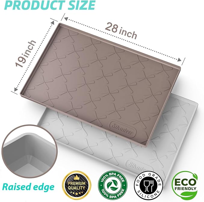 Waterproof Under Sink Mat Silicone 28"x19", Kitchen Cabinet Liner | BPA-Free Silicone Mat with Raised Lip Protects Cabinets from Leaks, Versatile Home Organizer for Bathroom, Pets, Boots, Floor