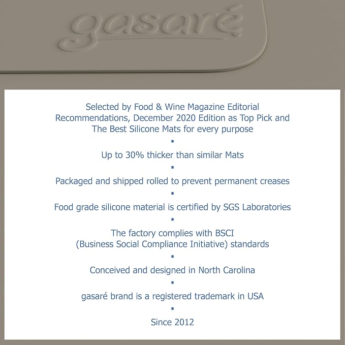 GASARÉ, Set of 2, Extra Large, Thick, Silicone Mats for Kitchen Counter, Heat Resistant Mats, Countertop Protector, Non-Slip, Easy to Clean, 25 x 17 Inches x 1.4mm, Taupe