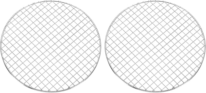 uxcell 2 Pcs Round Cooking Rack, Dia 10.4 Inch Stainless Steel Grill Grate Cross Wire Barbecue Grill for Cooking Baking Air Fryer Racks, Silver