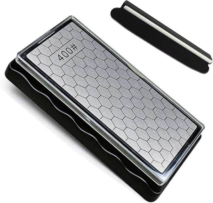 Double-Sided Electroplated Honeycomb Sharpening Stone, 400#/1200# Grit, 6.10in*2.56in, Premium Diamond Whetstone for Kitchen Knives, Hunting Knives & Tools, Wet Dry Use, Professional Blade Sharpener