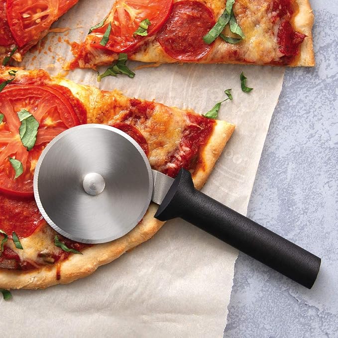 Rada Cutlery Pizza Cutter (W221), 3" Stainless Steel Wheel, Black Handle, Pack of 2