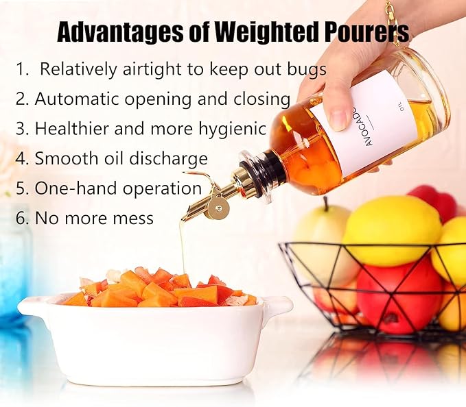 Pafuen 4 Pack Liquor Pour Spout, Oil Pourer, Olive Oil Pour Spout for Olive Oil Dispenser (Rose Gold)