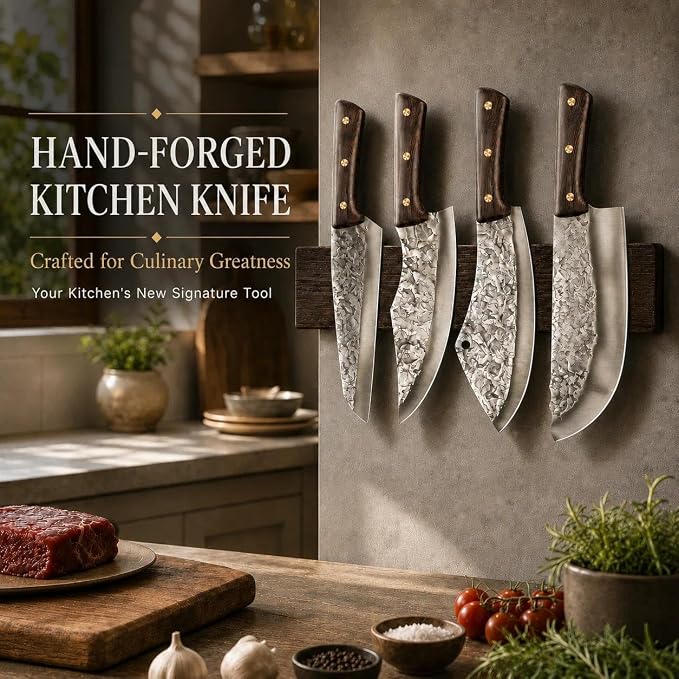 DRAGON RIOT Chef Butcher Knife Set for Meat Cutting, 4 Pcs Japanese Forged Chef Knives Set for Men and Women Gift for Men