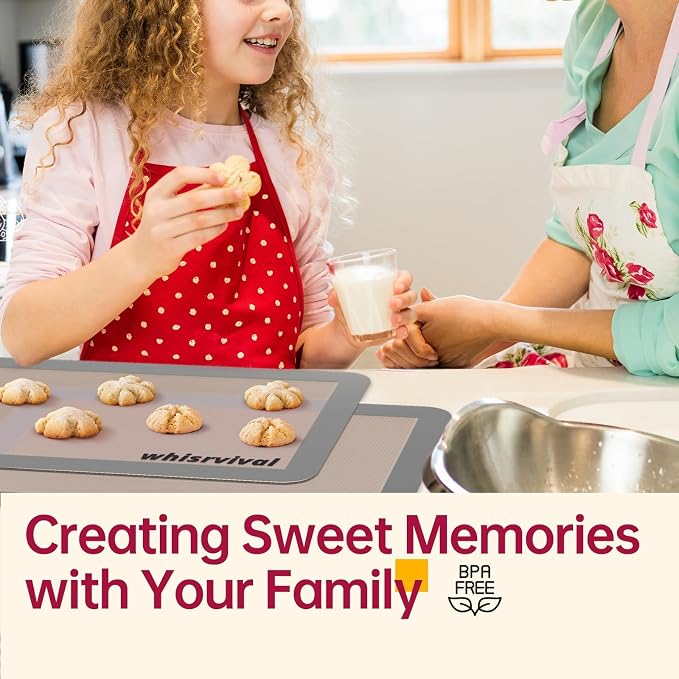 4 Pcs Silicone Baking Mat, Non-Stick, Reusable, Easy Cleanup | 480℉ Heat Resistant, Food Safe Silicone Mats for Baking Cookies, Macarons, Vegetables(Grey)