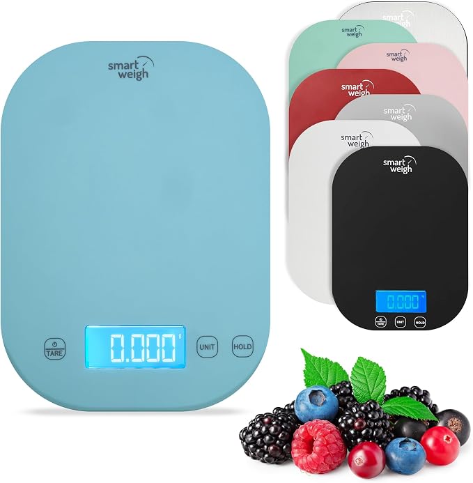 Smart Weigh Blue Digital Kitchen Scale for Cooking, Weight Loss, Calorie Tracking, Baking, Food Portion Control, and Meal Prep - Accurate Measurements in Grams and Ounces