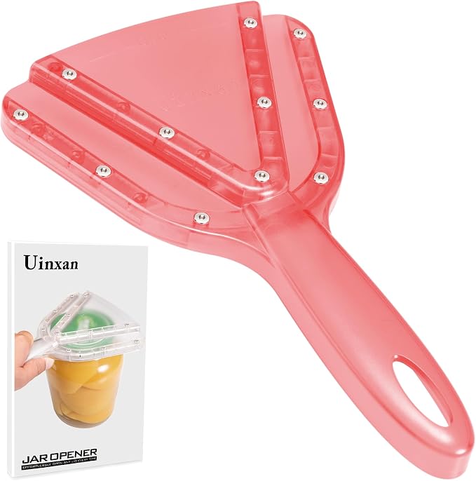 Uinxan Patented Jar Opener, Ideal for Weak Hands & Seniors with Arthritis | Effortlessly Opens 0.2"-5.3" Stubborn Lids & Screw Bottle Caps, Handheld Manual, Durable 304 Stainless Steel (Pink)