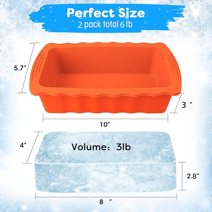 Haldane 5PC Extra Large Ice Block Mold 15LB Ice Cube Bricks Maker Molds for Cold Plunge/Coolers, Reusable Ice Bath Water Chiller, Thick Silicone Ice Bath Accessories Orange