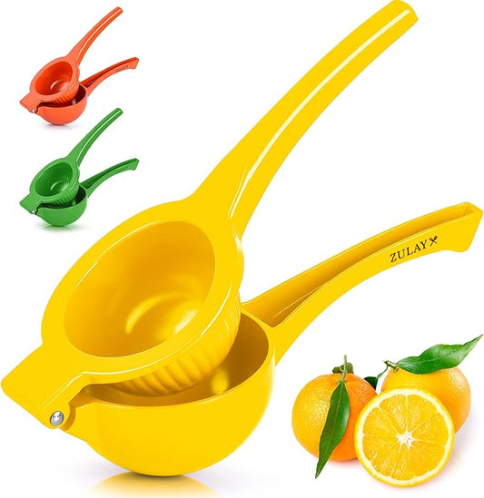 Zulay Kitchen Premium Quality Metal Orange Squeezer, Citrus Juicer, Manual Press for Extracting the Most Juice Possible - Orange Juicer (Yellow)