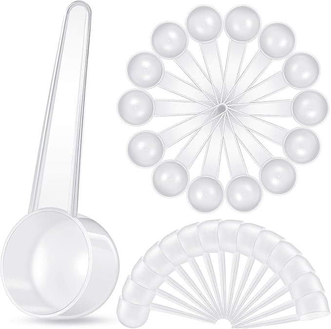 Meanplan 80 Pack Plastic Scoop Tablespoon Measuring Spoons (20 mL | 20 cc | 1.33 Tablespoon | 4 Tsp) Coffee Scoops Teaspoon for Measuring Coffee Grains Spices Protein Pet Food (Transparent)