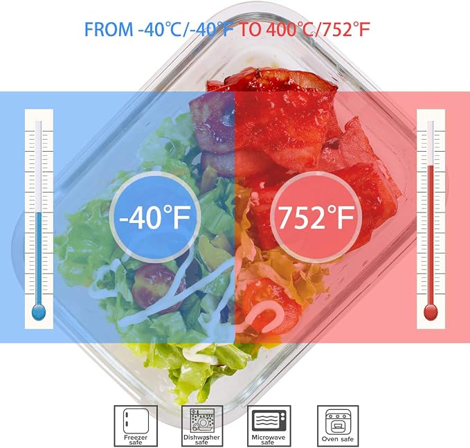 AILTEC Glass Food Storage Containers with Lids 9 Pack, 3 Shape Airtight Set | Ideal for Meal Prep, Lunch, Leak Proof, Borosilicate Glass Reusable, Microwave, Oven, Freezer Dishwasher Safe, BPA Free