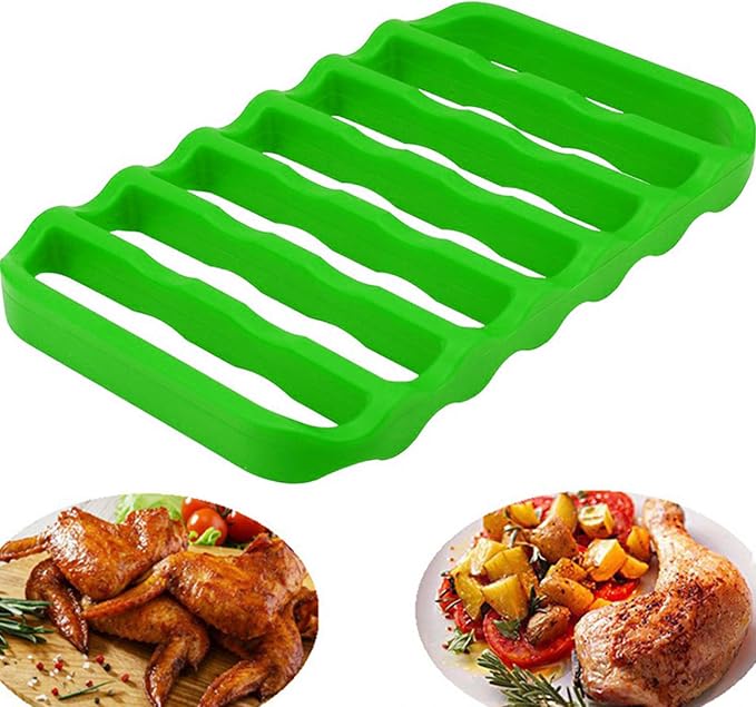 2 Pack Silicone Roasting Racks Non Stick Easy-Clean Cooling Rack for Cooking Baking Steaming (2pack-green)