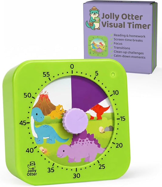 Visual Timer for Kids - The Perfect Kids Timer Visual Aid for Classroom, Home & Desk Use - Great for Study, Productivity, Toddlers Shower & Potty Training Time 60 Minute Countdown Timers (Dinosaur)