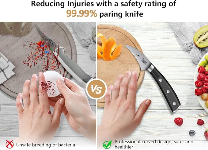 CoquusAid Paring Knife Set 2PCS Fruit & Vegetable+Bread Knife for Homemade Bread