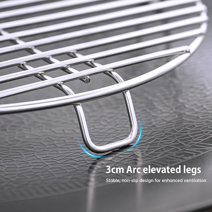 Campingmoon Stainless Steel Round Cooling Rack Baking Steaming Roasting Rack,Cooking Grid Grill 27cm