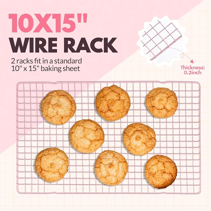 2 PCS Cooling Racks for Cooking and Baking, 16x10 Inches Stainless Steel Cooling Rack, Sheet Pan with Wire Rack for Baking Sheet, Bacon Rack Oven Safe Fits Jelly Roll Sheet Pan