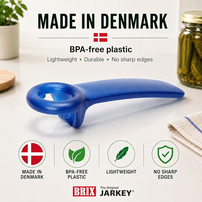 Brix Original Easy Jar Key Opener, Frosted Blue, Vacuum-Seal Release Tool For Stubborn Lids, Arthritis And Carpal Tunnel Aid