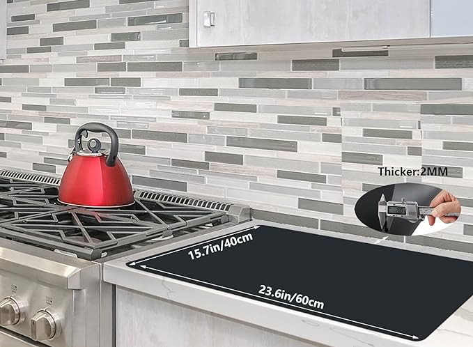 emolife Thick Silicone Mats for Kitchen Counter, 23.6"x15.7" Large Heat Resistant Mat for Countertop Protector, Non-Slip, Multipurpose Mat (Black)