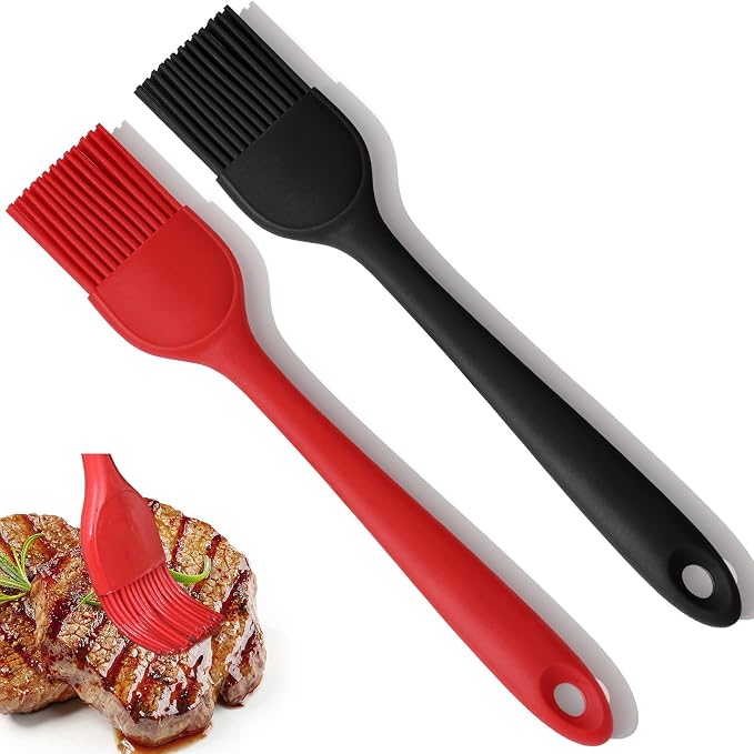 2Pcs Basting Brush, BPA-Free Pastry Brushes Heat Resistant Cooking Brush for Baking, Nonstick Silicone Brushes, Healthy One-Piece Design Oil Brush for Cooking Outdoor Barbecue Utensils