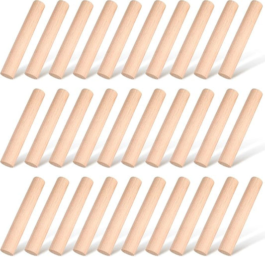 Patelai 30 Pieces Small Wooden Rolling Pin, Dumpling Dough Roller Wooden Mini Rolling Pins Kitchen Utensil Tool for Fondant, Pasta, Bread, Pastry, Cookies, Pizza, Pie, Cylinder Style, 6.3 Inch