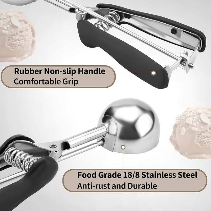 Large Cookie Scoop 3 Tablespoon, Size #20 Dough Scoops for Baking, Trigger Ice Cream Scooper, Stainless Steel Portion Scoop for Jumbo Cookies, Pancakes, Cupcakes, Meatballs