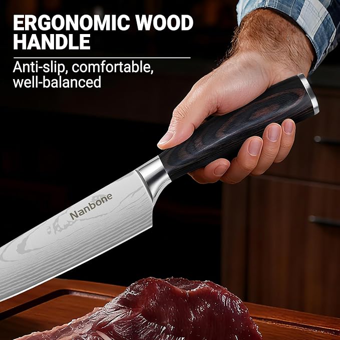Kitchen Knife Set 2 Piece High Carbon Stainless Steel Professional Chef Knife Set with Ultra Sharp Blade & Wooden Handle, Kitchen Knife Set 2 Pcs-Chef's Knife 8 Inch & Utility Knife 5 Inch