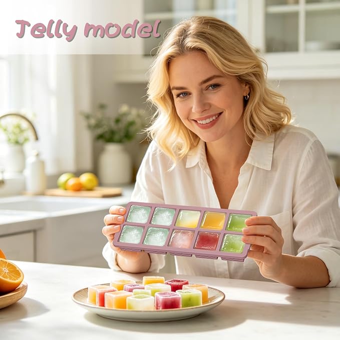 Doasuwish Ice Cube Trays with Lid, 3 Pack 10 Cubes 2 Tbsp. Silicone Ice Cube Trays for Freezer, Perfect for Freezing and Storing Ice Cubes, Chocolates, Sauces, Juices, Fruit Purees and More, BPA Free