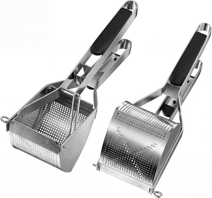 15oz Potato Ricer with 4 Plates - Heavy Duty Stainless Steel Masher for Silky or Chunky Potatoes, Carrots & Baby Food,Dishwasher Safe,Home Essentials,Supplies