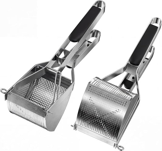 15oz Potato Ricer with 4 Plates - Heavy Duty Stainless Steel Masher for Silky or Chunky Potatoes, Carrots & Baby Food,Dishwasher Safe,Home Essentials,Supplies