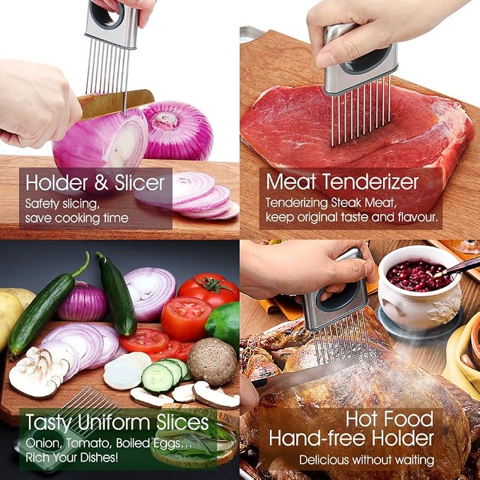 Potato Peeler Julienne Carrot Julienne & Peeler Stainless Steel Metal Fruit Vegetable Peeler Onion Slicer Chopper Onion Holder Tomato Cutter