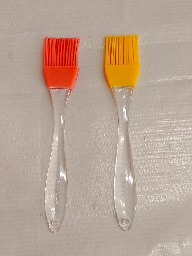 Set of 2 Kitchen Silicon Flat Pastry Brush Multi Purpose Silicon Oil Cooking Brush for Grilling, Tandoor and BBQ (Multicolor)