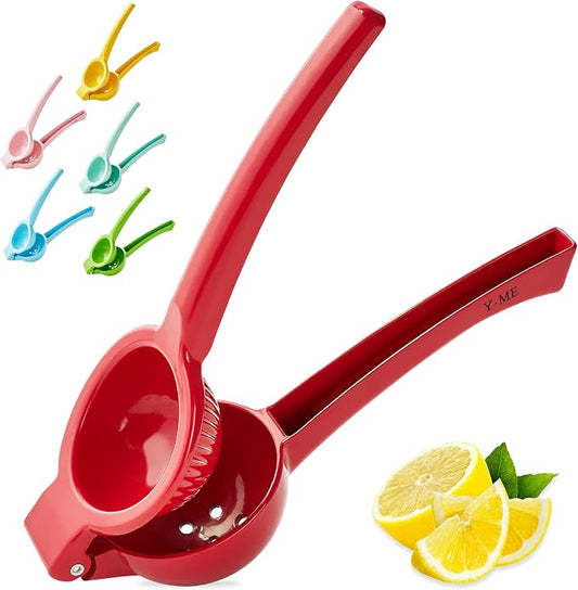 Y-ME Manual Juicer Citrus Lemon Squeezer, Fruit Juicer Lime Press Metal, Professional Hand Juicer Kitchen Tool(Red）