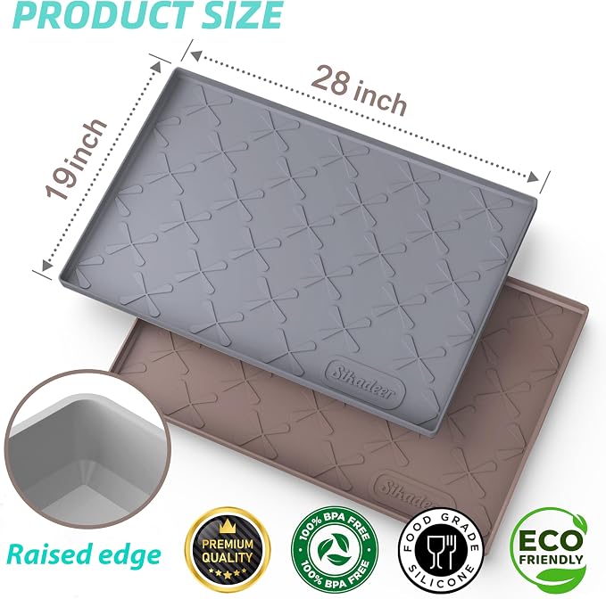 Waterproof Under Sink Mat Silicone 28"x19", Kitchen Cabinet Liner | BPA-Free Silicone Mat with Raised Lip Protects Cabinets from Leaks, Versatile Home Organizer for Bathroom, Pets, Boots, Floor