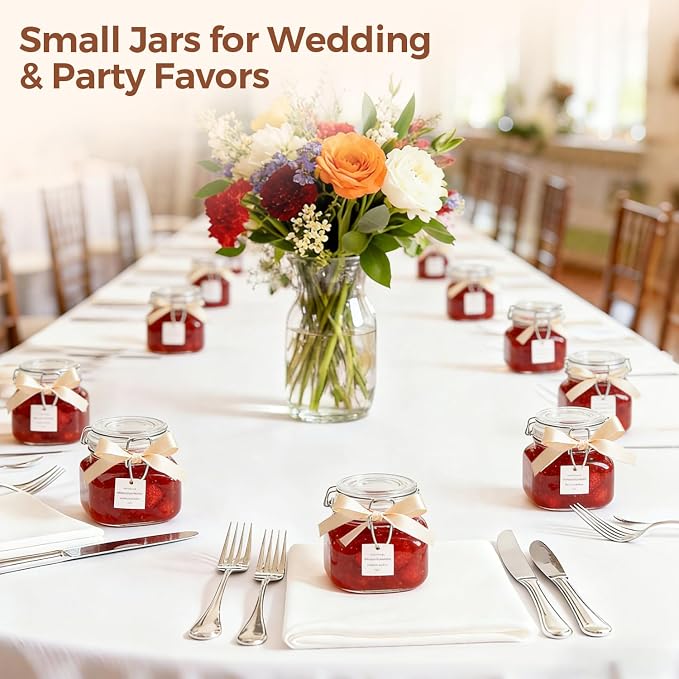 ComSaf Square Small 17 oz Glass Jars with Airtight Lids 6 Pack Wide Mouth | Overnight oats, Jam pickling, Spice storage, Gift jars, Sourdough pickling, Pantry organization, Jam jelly honey, Snacks