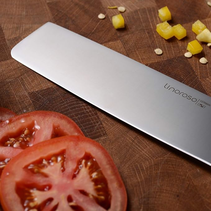 linoroso Nakiri Knife 7 inch Japanese Chef Knife, Asian Vegetable Cleaver Kitchen Knife, German High Carbon Stainless Steel Usuba Knife with Full Tang Ergonomic Handle for Home Kitchen and Restaurant