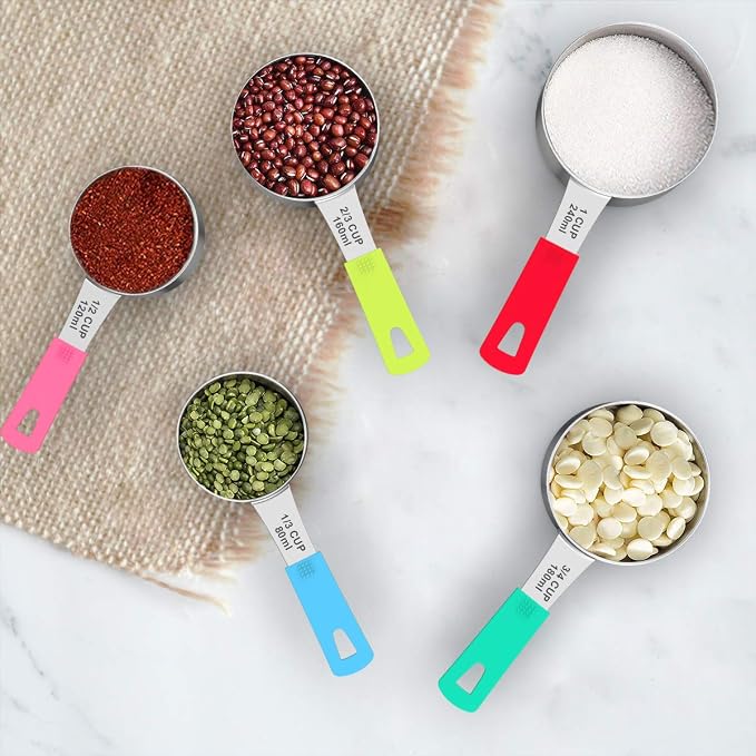 Wildone Measuring Cups & Spoons Set of 18 - Includes 8 Stainless Steel Nesting Measuring Cups, 9 Measuring Spoons, 1 Leveler, Ideal for Dry and Liquid Ingredients | Stainless Steel Kitchen Gadgets for Cooking & Baking, Heavy Duty for Measuring Dry/Liqu...