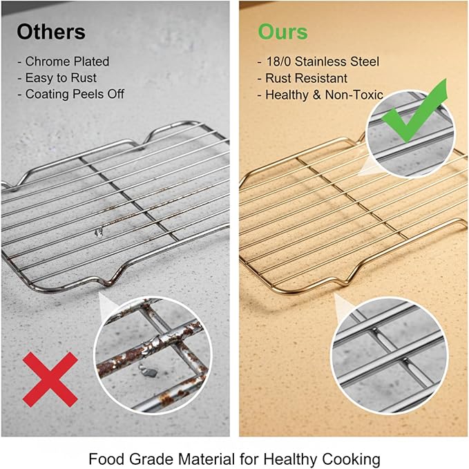 cobee1 Pc Cooling Rack For Baking, Roasting Rack Stainless Steel Wire Racks Cooling With 4 Legs, 5.3 X 8.5 Inch Rectangle Cooking Racks For Baking Cooking Roasting Oven