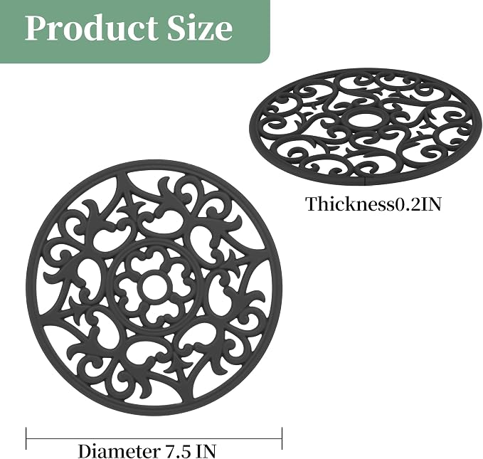 Trivets for Hot Dishes, Silicone Trivet Hot Pads for Kitchen, Trivets for Hot Pots and Pans, Silicon Pot Holder Mat for Tabletop, Teal Kitchen Trivet for Quartz Countertops Set of 6